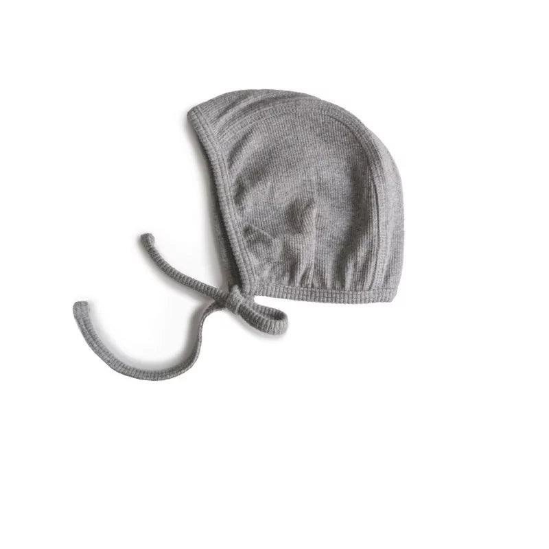 Mushie ★ Ribbed baby bonnet ★ 0-3 mnd ★ ivory,blush, grey