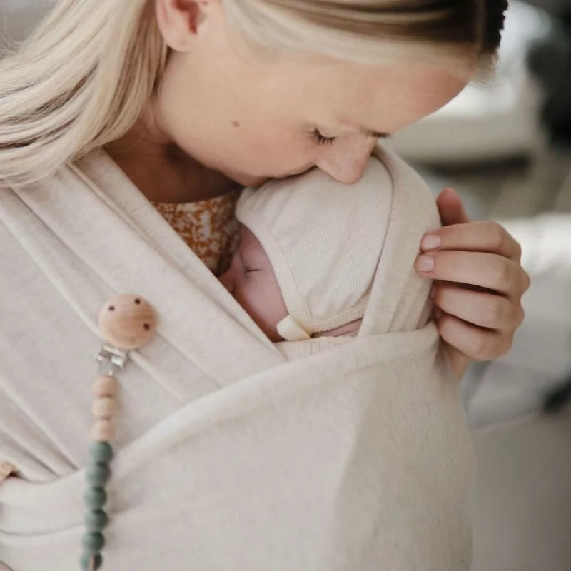 Mushie ★ Ribbed baby bonnet ★ 0-3 mnd ★ ivory,blush, grey