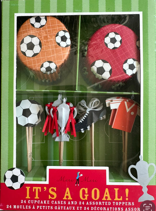 Meri Meri ★  Cup cake kit Voetbal ★  24 stuks