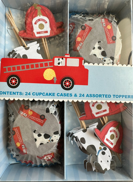 Meri Meri ★  Cup cake kit Brandweer ★  24 stuks