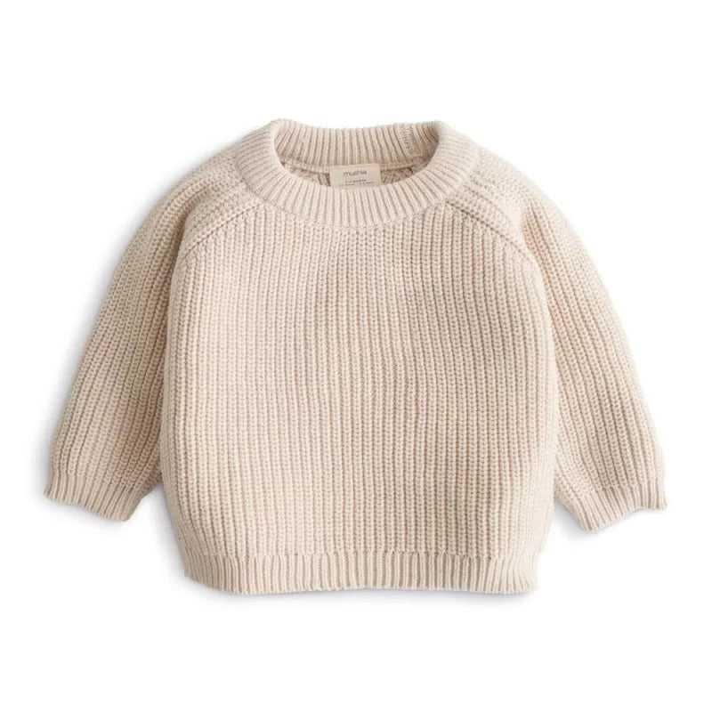 Mushie ★ Chunky Knit Sweater ★ 0-3 mnd ★ ivory & blush